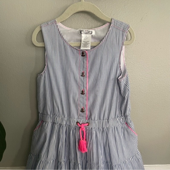 Aphorism Girls Stripe Blue White Pink Sailor Dress Size 6X - Picture 3 of 9